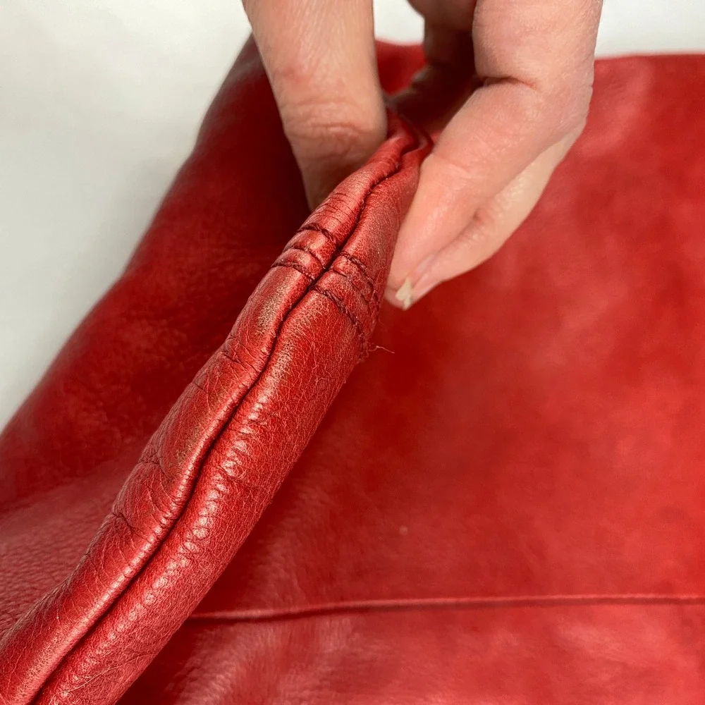 J.Jill Leather Purse Red Crossbody Hobo Bag - Flawed